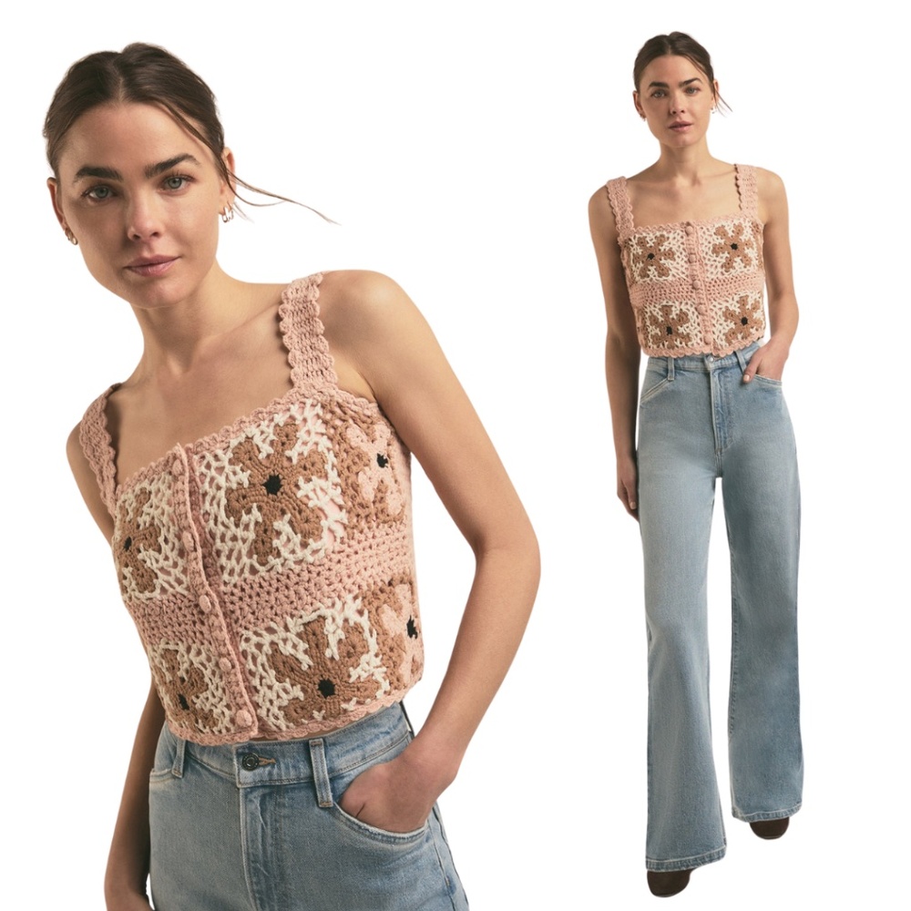 NWT FAVORITE DAUGHTER The I'm Cute Crop Top in Daisy Crochet XS